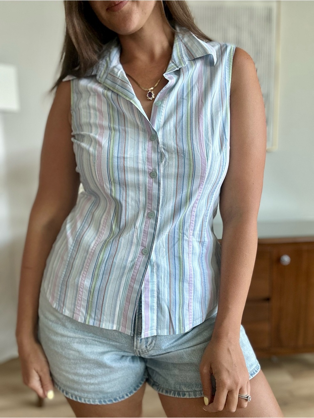 Fred David Y2K Multicolor Striped Sleeveless Shirt